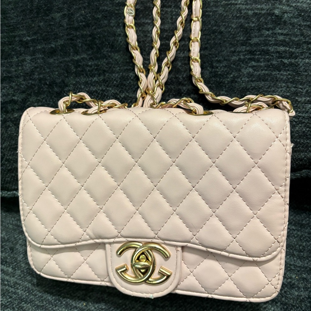Pink quilted purse